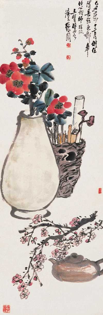王个簃 己丑（1949）年作 花卉 立轴